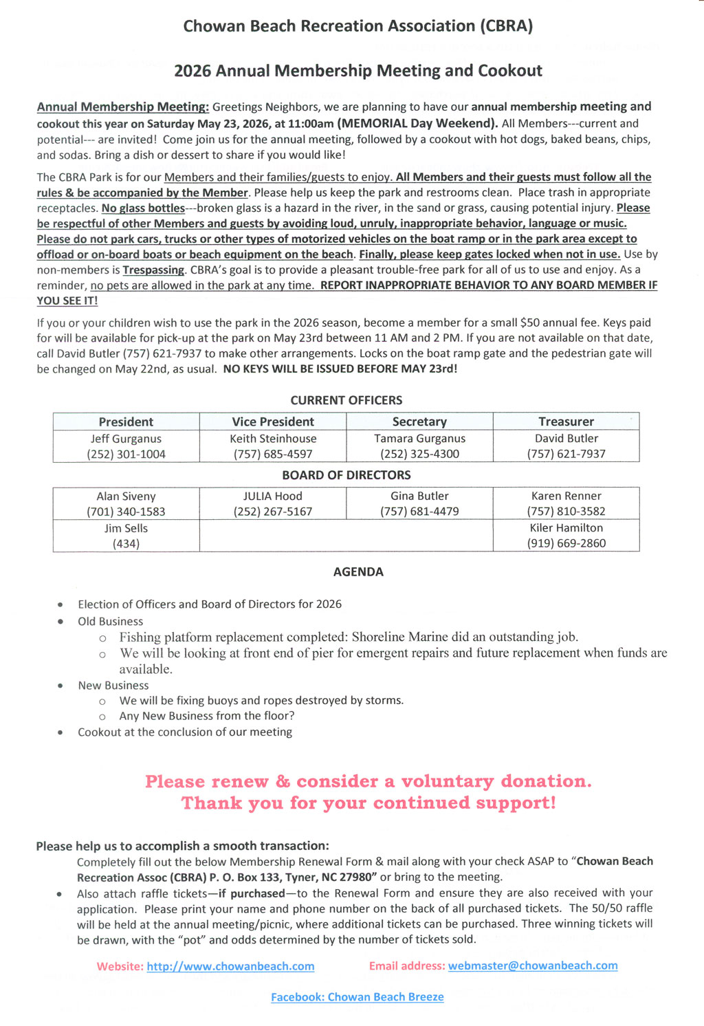 Page 1 of Annual Membership Letter